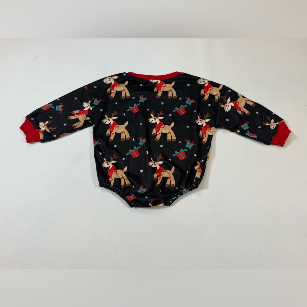 Baby Romper Christmas reindeer Long Sleeve Crew Neck Jumpsuit 6-12 month (bin R) - Picture 4 of 12